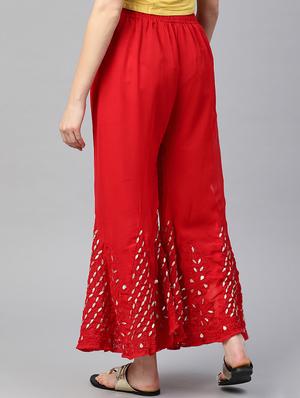 ethnic motifs chikankari flared palazzo - 17693250 - Standard Image - 4