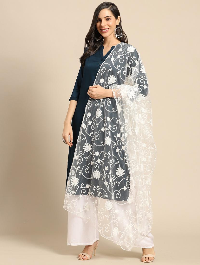 white net embroidered dupatta - 17693339 - Zoom Image - 1