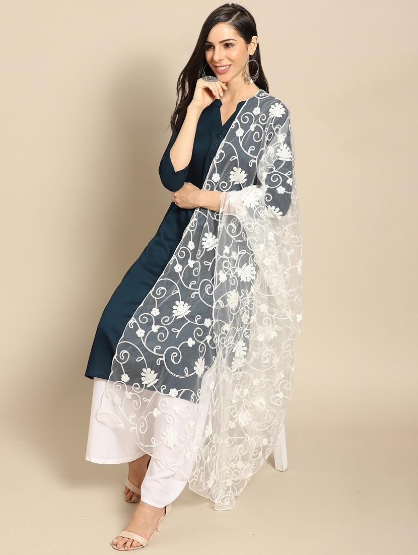 white net embroidered dupatta - 17693339 - Zoom Image - 2