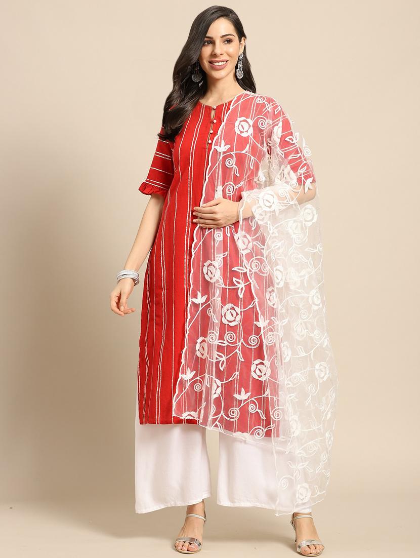 white net embroidered dupatta - 17693356 - Zoom Image - 1