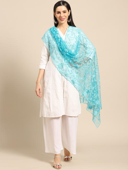 green net embroidered dupatta - 17693361 - Very Small Image - 1
