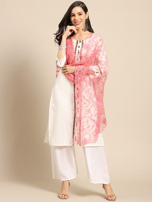 pink net embroidered dupatta - 17693363 - Very Small Image - 1