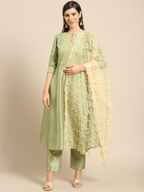 orange net embroidered dupatta - 17693369 - Standard Image - 1