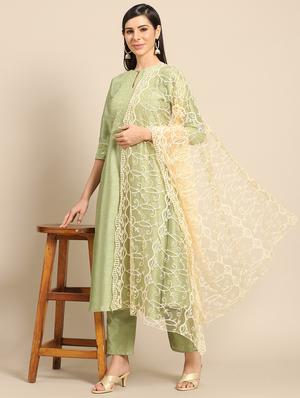 orange net embroidered dupatta - 17693369 - Standard Image - 2