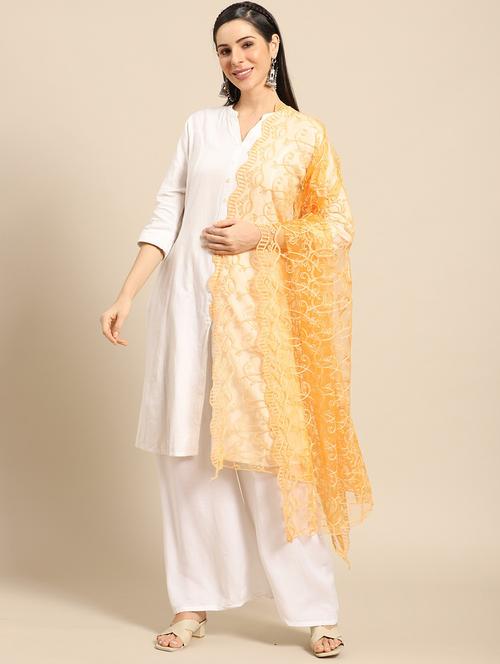 orange net embroidered dupatta - 17693370 - Standard Image - 1
