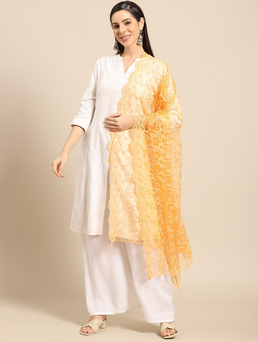 orange net embroidered dupatta - 17693370 - Zoom Image - 1