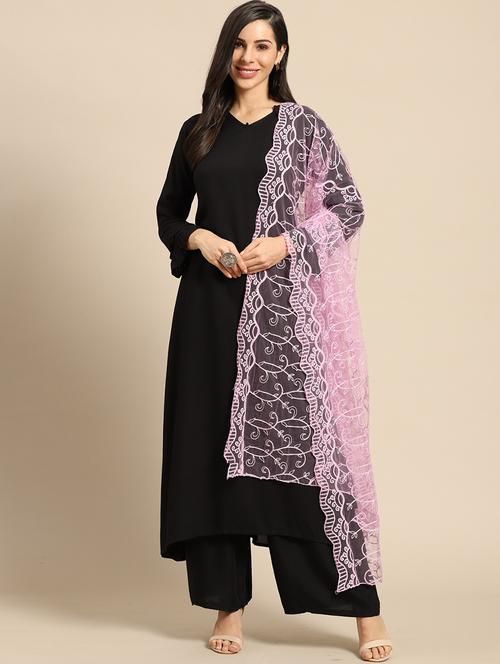 purple net embroidered dupatta - 17693374 - Standard Image - 1
