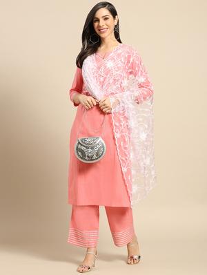 purple net embroidered dupatta - 17693386 - Standard Image - 2