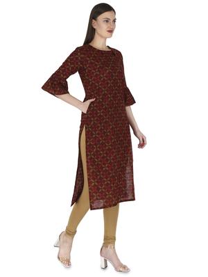 maroon straight kurta - 17693405 - Standard Image - 2