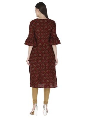 maroon straight kurta - 17693405 - Standard Image - 3