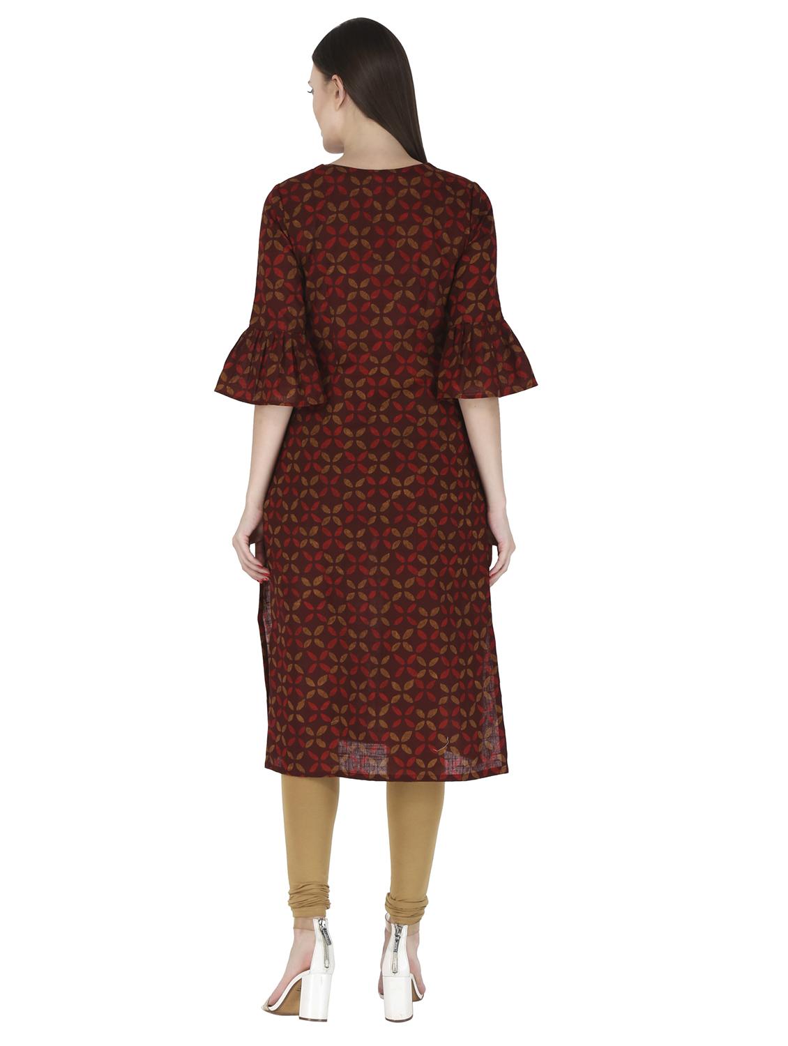 maroon straight kurta - 17693405 - Zoom Image - 3