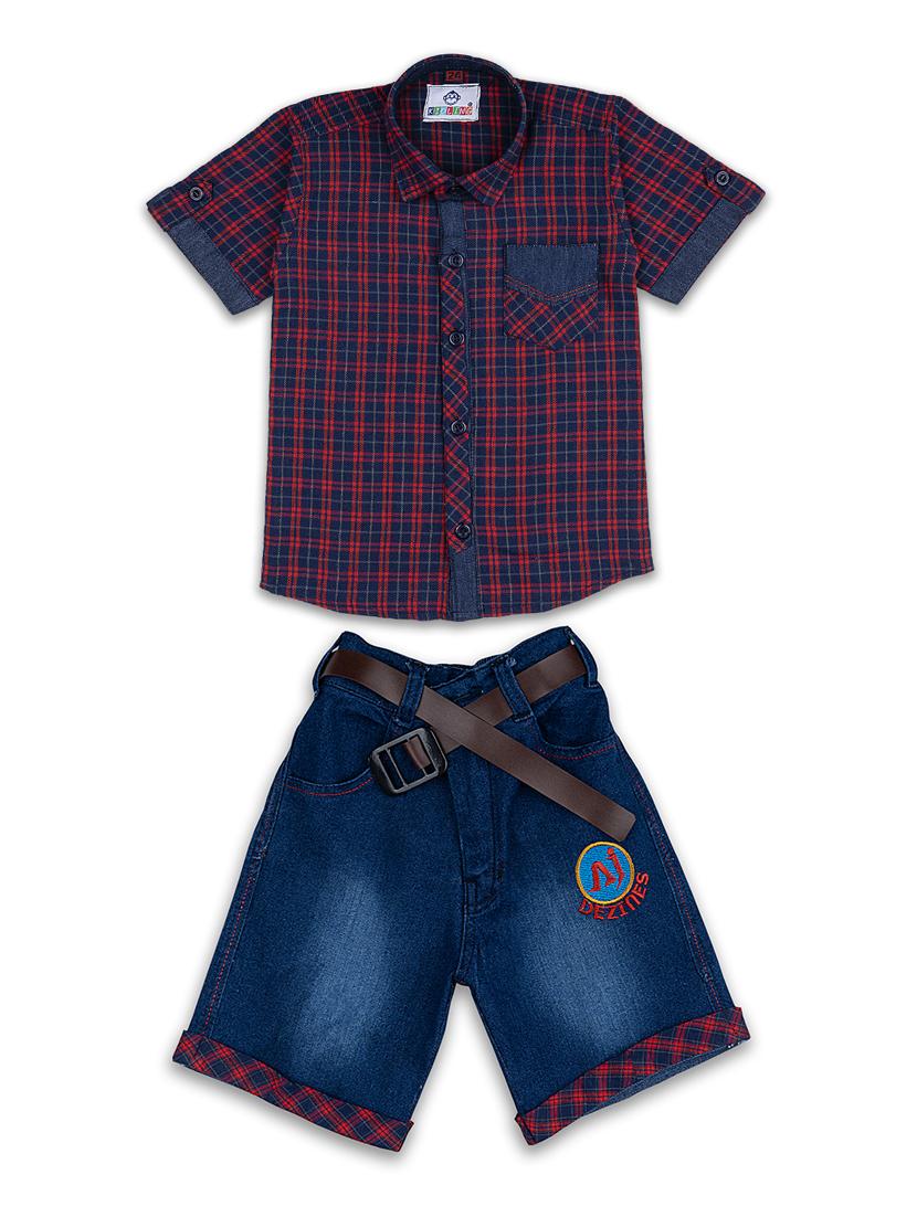 blue cotton shorts set - 17693652 - Zoom Image - 1