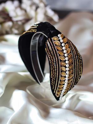 gold velvet hair band - 17693665 - Standard Image - 2