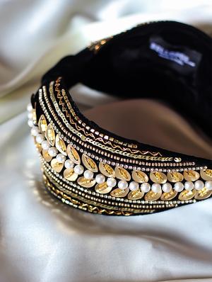 gold velvet hair band - 17693665 - Standard Image - 3