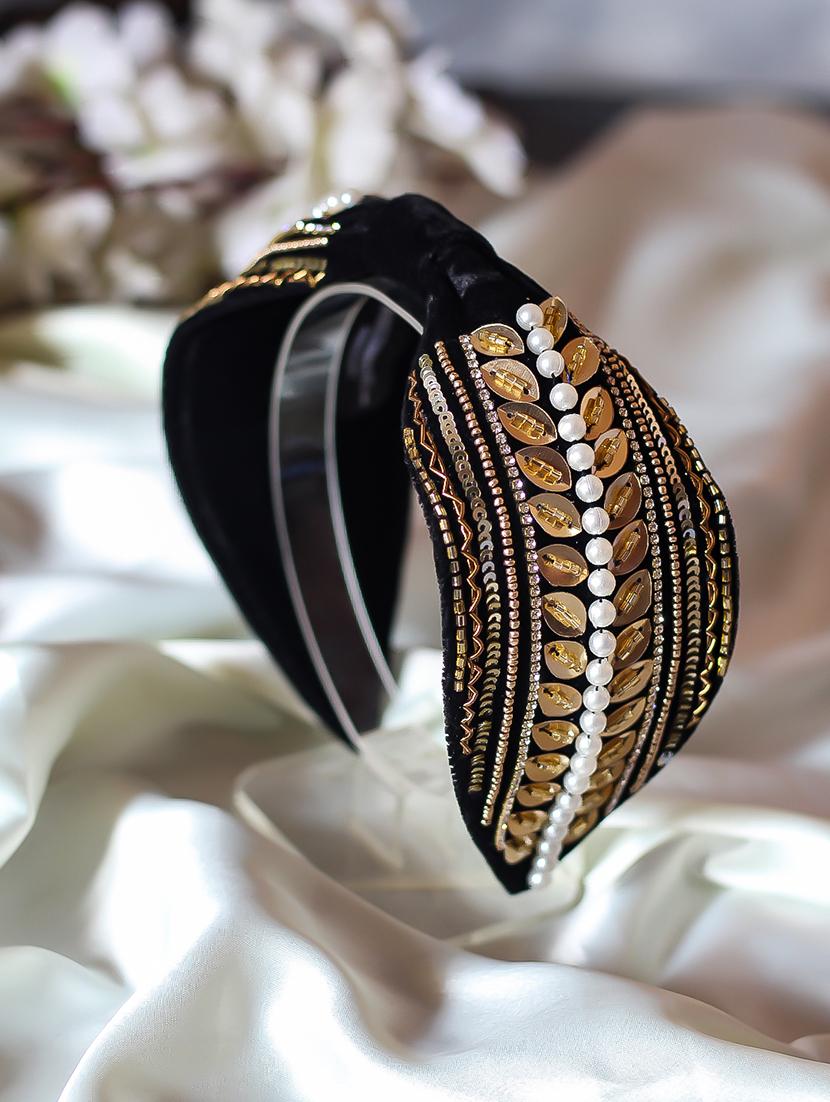 gold velvet hair band - 17693665 - Zoom Image - 2