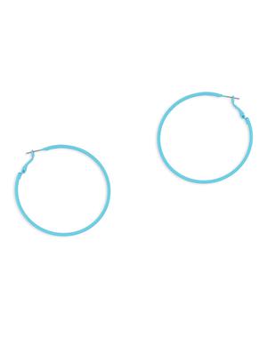 green satin less steel hoop earring - 17693687 - Standard Image - 2