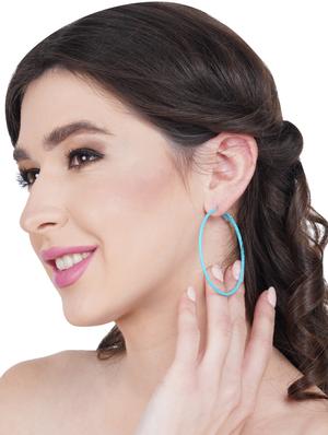 green satin less steel hoop earring - 17693687 - Standard Image - 4