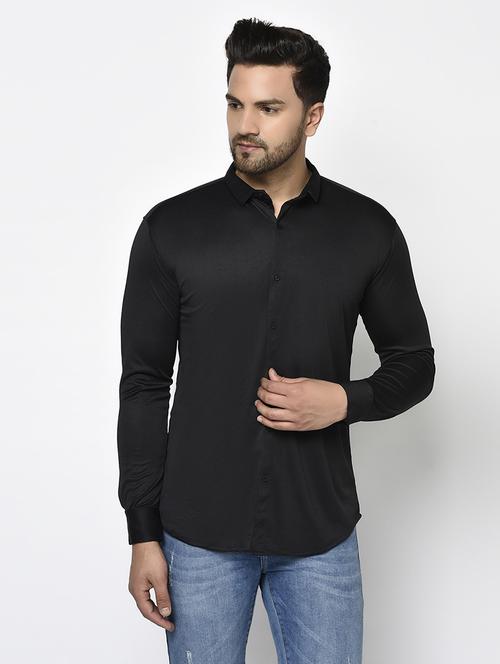 black solid casual shirt - 17693713 - Standard Image - 1
