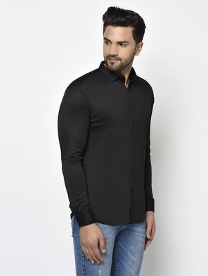 black solid casual shirt - 17693713 - Standard Image - 2