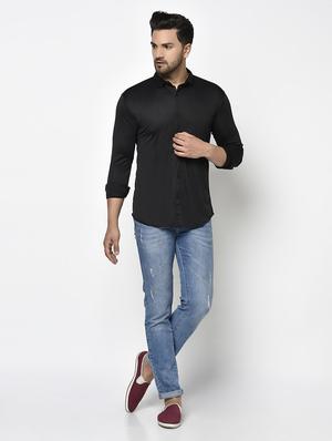 black solid casual shirt - 17693713 - Standard Image - 4