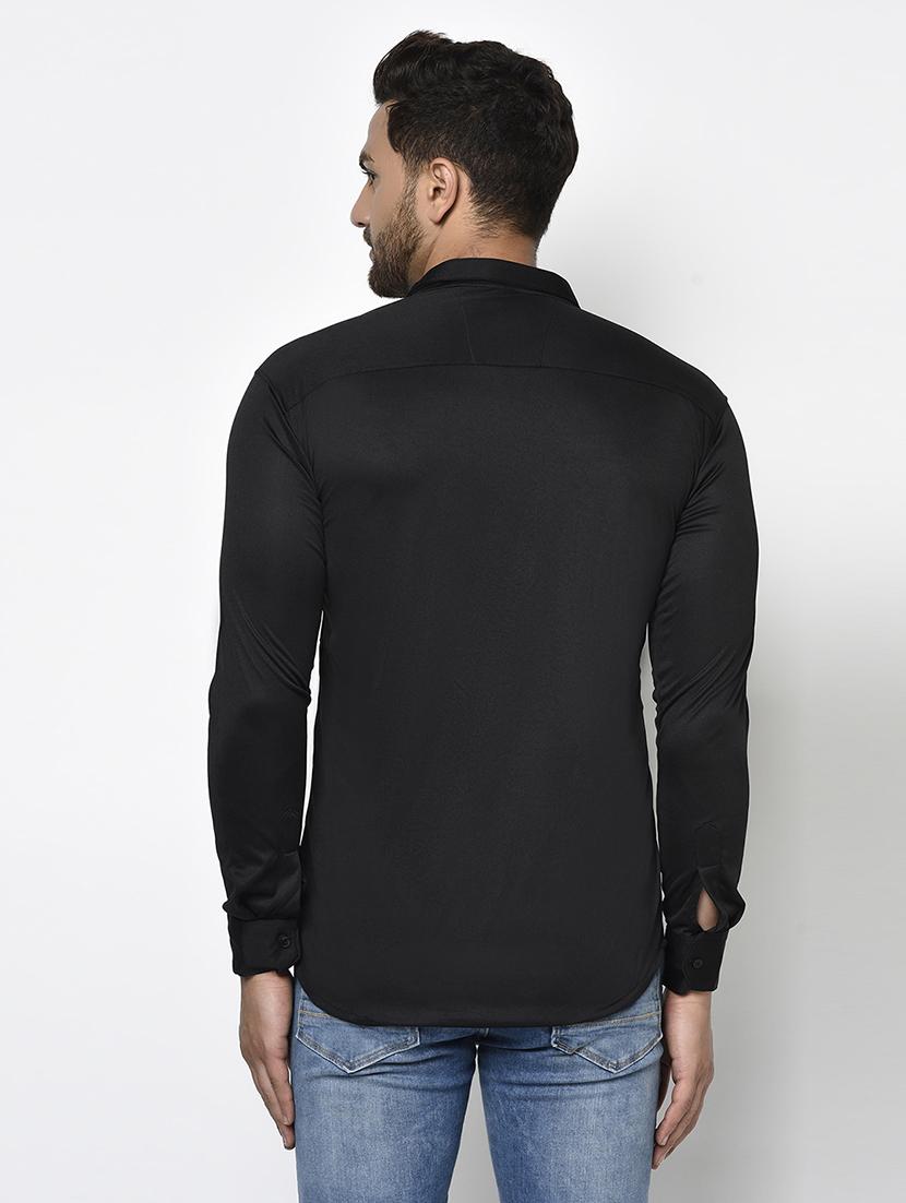 black solid casual shirt - 17693713 - Zoom Image - 3