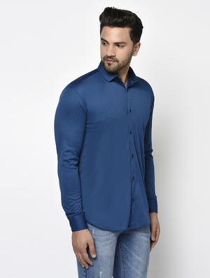 blue solid casual shirt - 17693714 - Standard Image - 2
