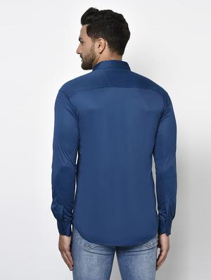 blue solid casual shirt - 17693714 - Standard Image - 3