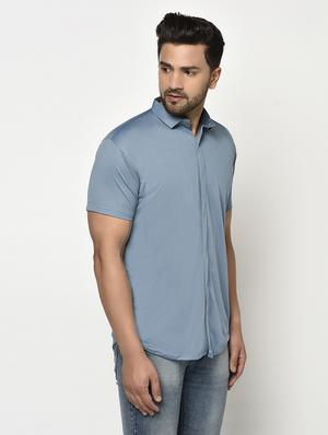 blue solid casual shirt - 17693723 - Standard Image - 2