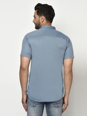 blue solid casual shirt - 17693723 - Standard Image - 3