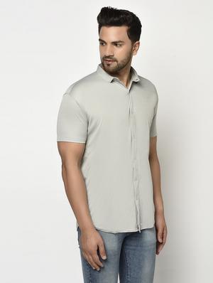 grey solid casual shirt - 17693724 - Standard Image - 2