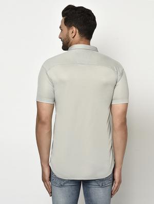 grey solid casual shirt - 17693724 - Standard Image - 3