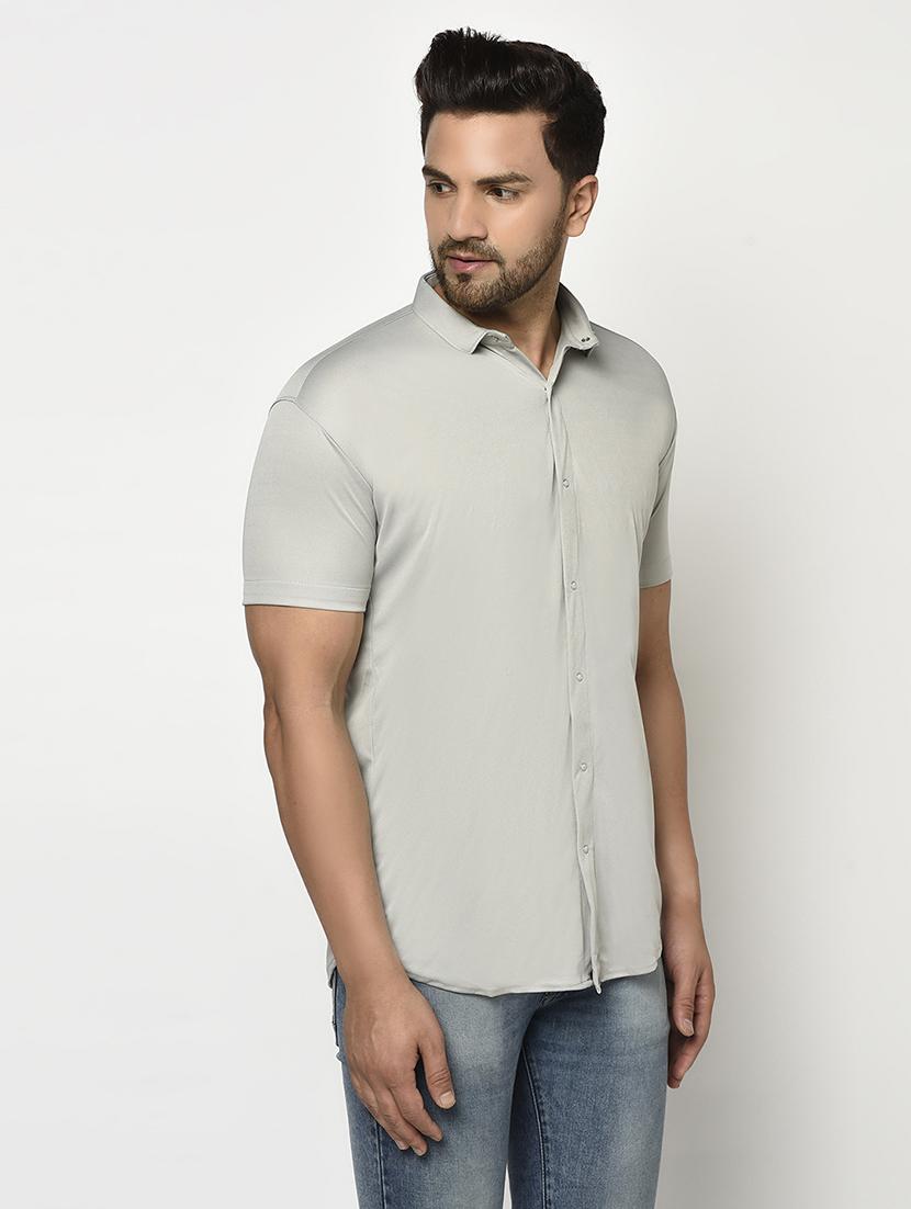grey solid casual shirt - 17693724 - Zoom Image - 2