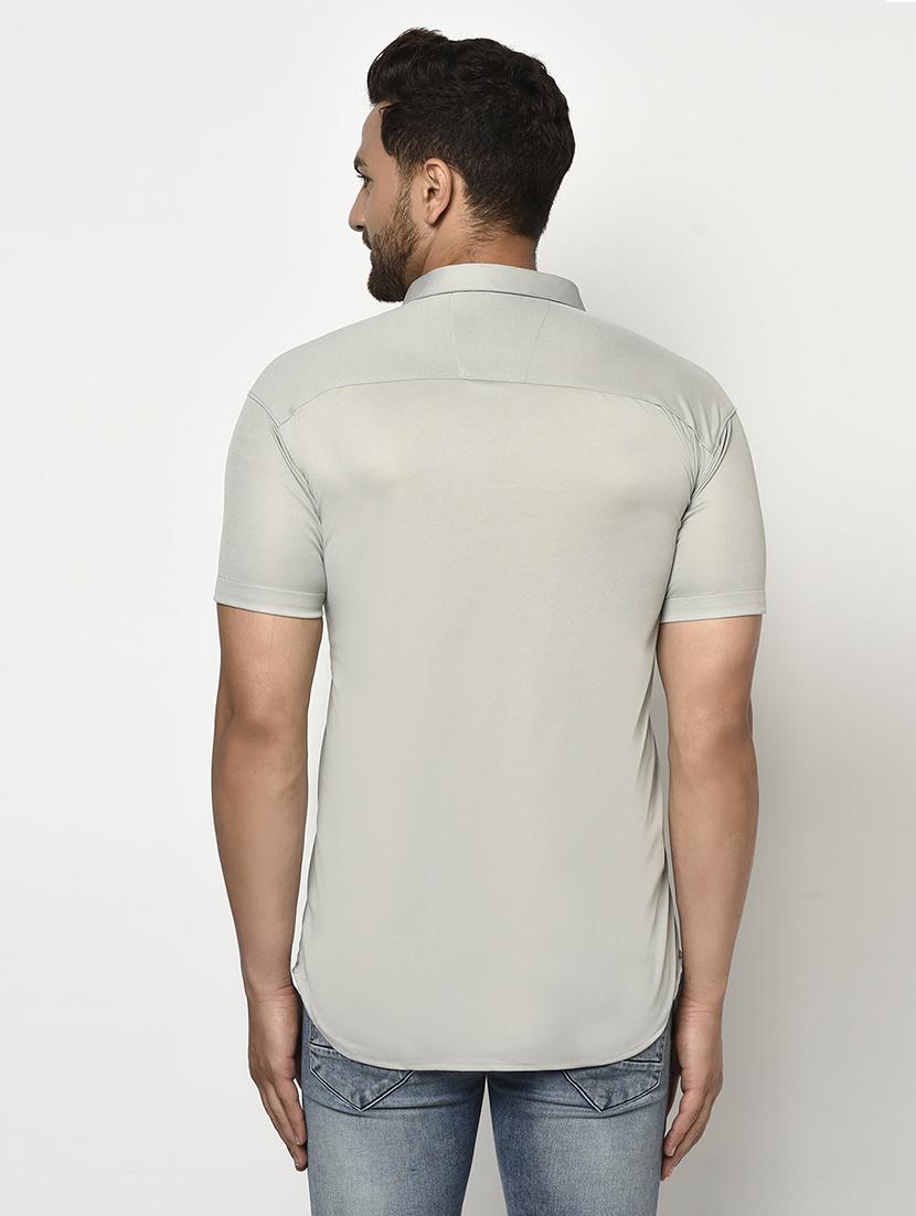 grey solid casual shirt - 17693724 - Zoom Image - 3