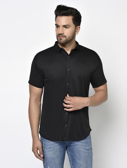 black solid casual shirt - 17693725 - Standard Image - 1