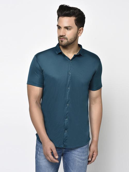 green solid casual shirt - 17693730 - Standard Image - 1