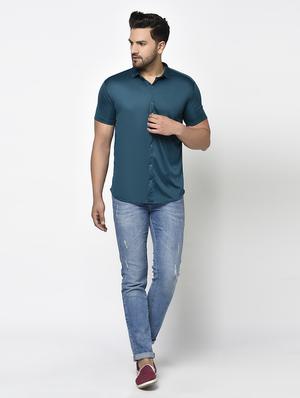 green solid casual shirt - 17693730 - Standard Image - 4