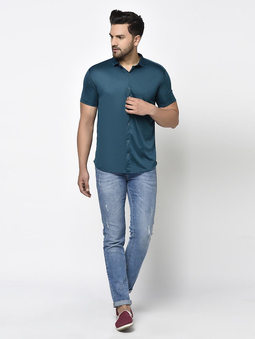 green solid casual shirt - 17693730 - Zoom Image - 4