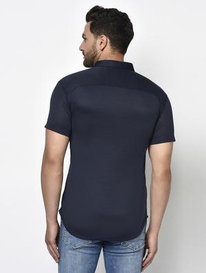 navy blue solid casual shirt - 17693732 - Standard Image - 3