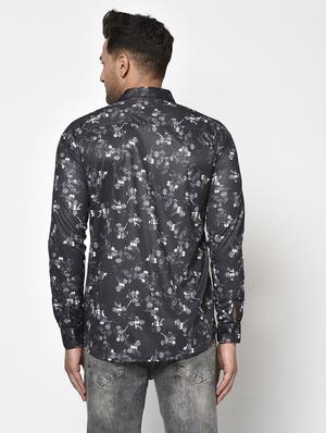grey floral casual shirt - 17693735 - Standard Image - 3