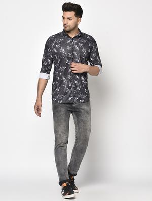 grey floral casual shirt - 17693735 - Standard Image - 4