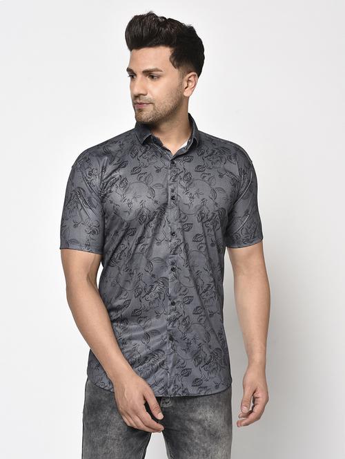 grey floral casual shirt - 17693743 - Standard Image - 1