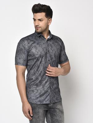 grey floral casual shirt - 17693743 - Standard Image - 2
