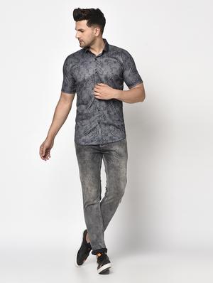 grey floral casual shirt - 17693743 - Standard Image - 4