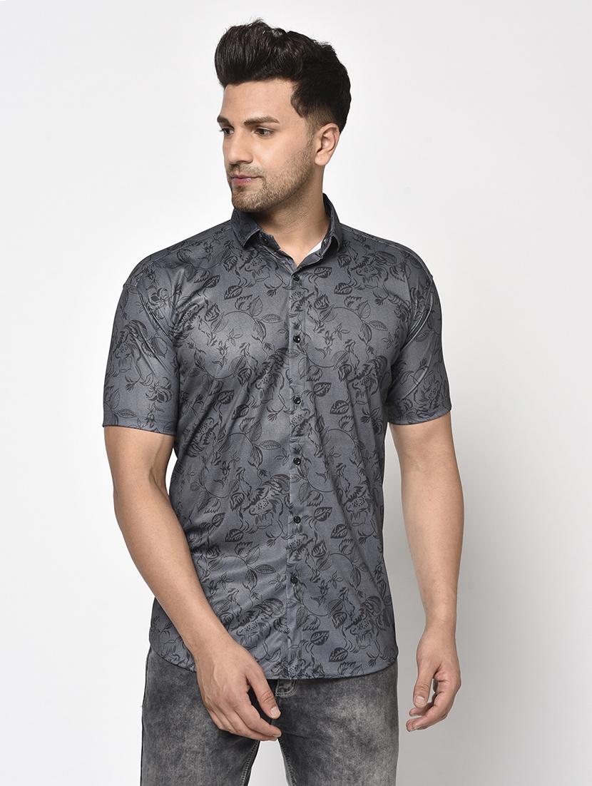grey floral casual shirt - 17693743 - Zoom Image - 1