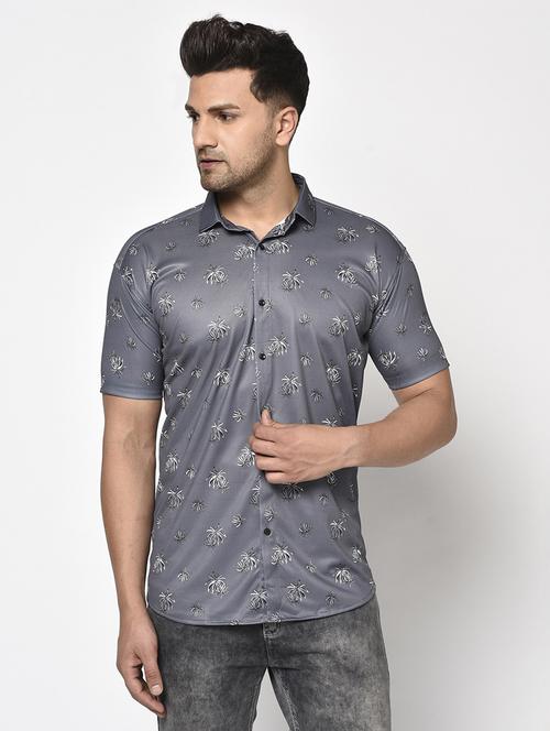 grey floral casual shirt - 17693744 - Standard Image - 1