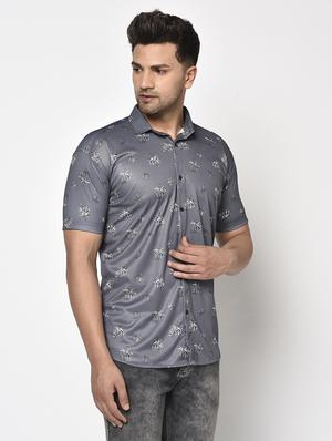 grey floral casual shirt - 17693744 - Standard Image - 2