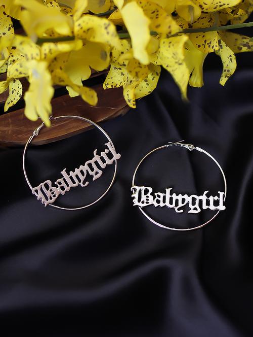silver metal hoop earring - 17693795 - Standard Image - 1