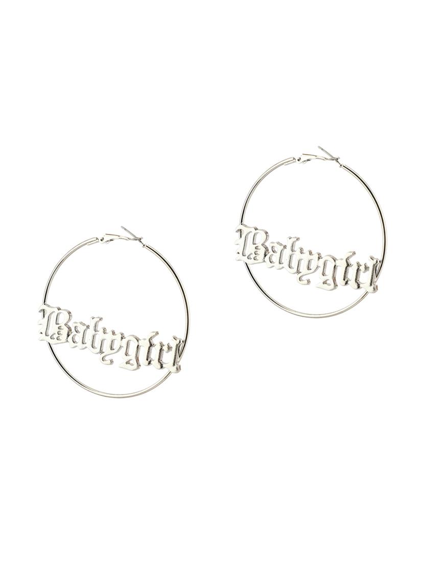 silver metal hoop earring - 17693795 - Zoom Image - 2