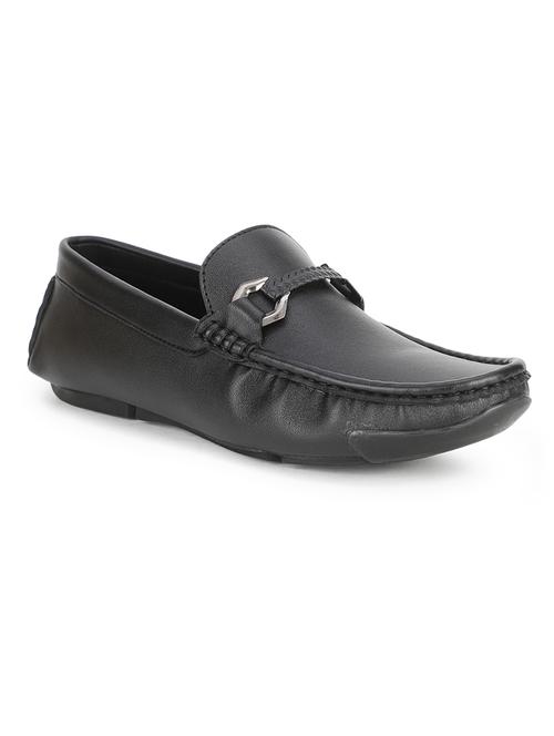 black pu slip on loafers - 17693846 - Standard Image - 1