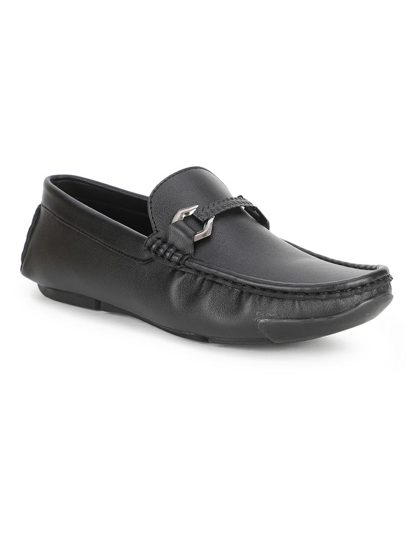 black pu slip on loafers - 17693846 - Zoom Image - 1